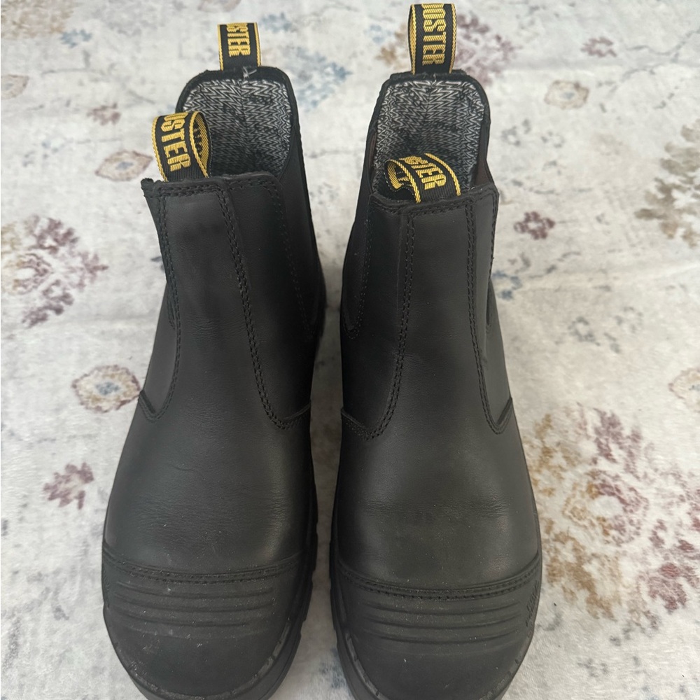 Rock rooster Black Leather pull on work Boots